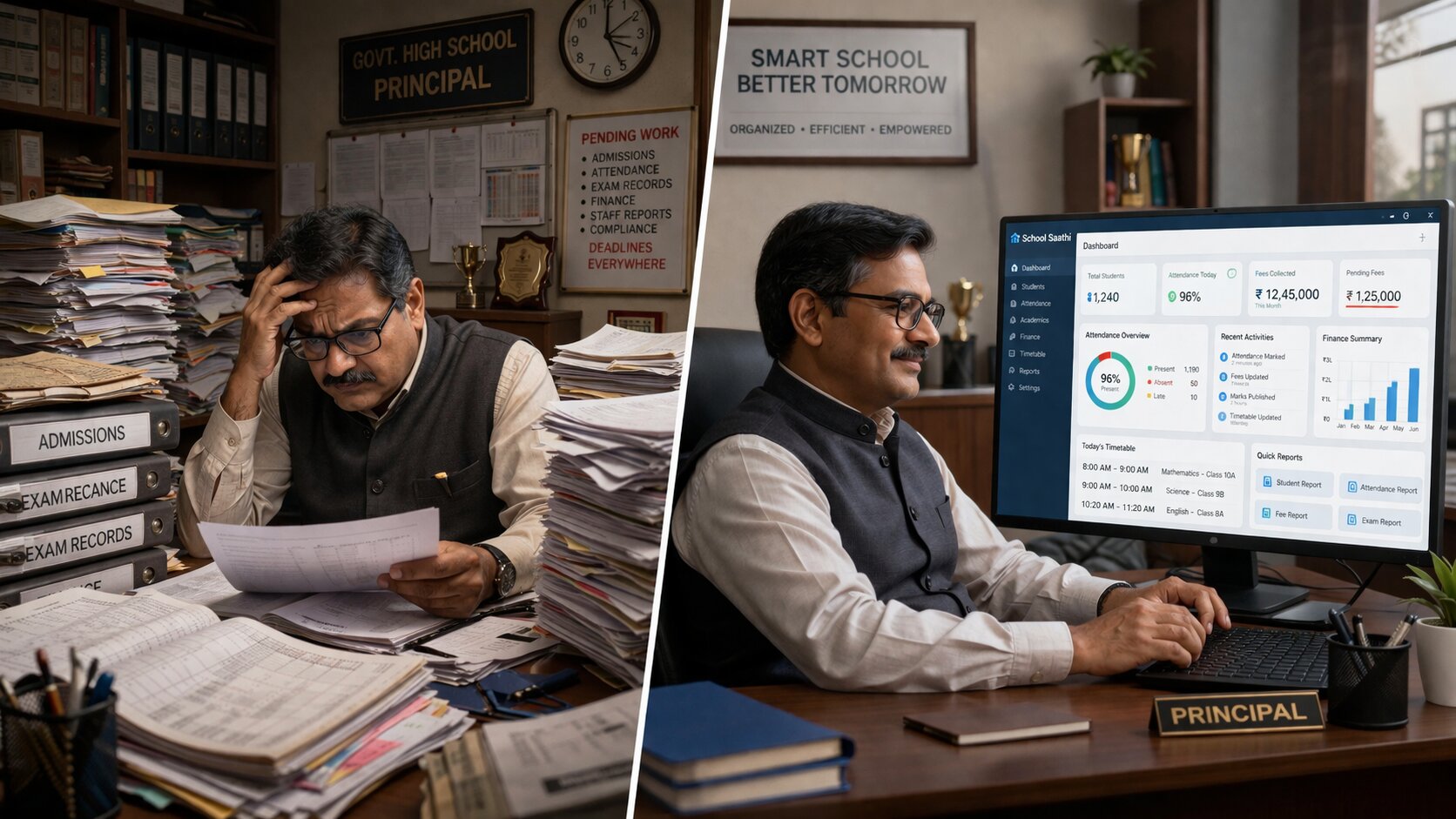 Principals — before and after School Saathi
